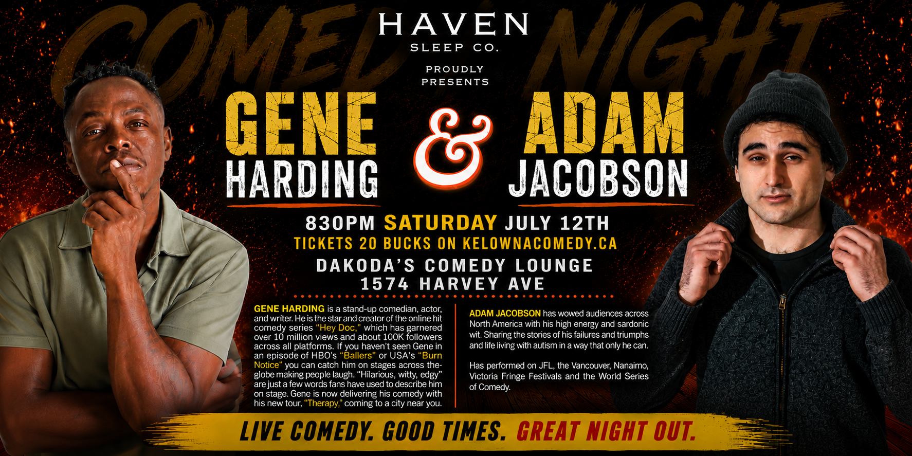 HavenSleepCopresentsGeneHarding&AdamJacobson830pmSaturdayJuly11thshowpass