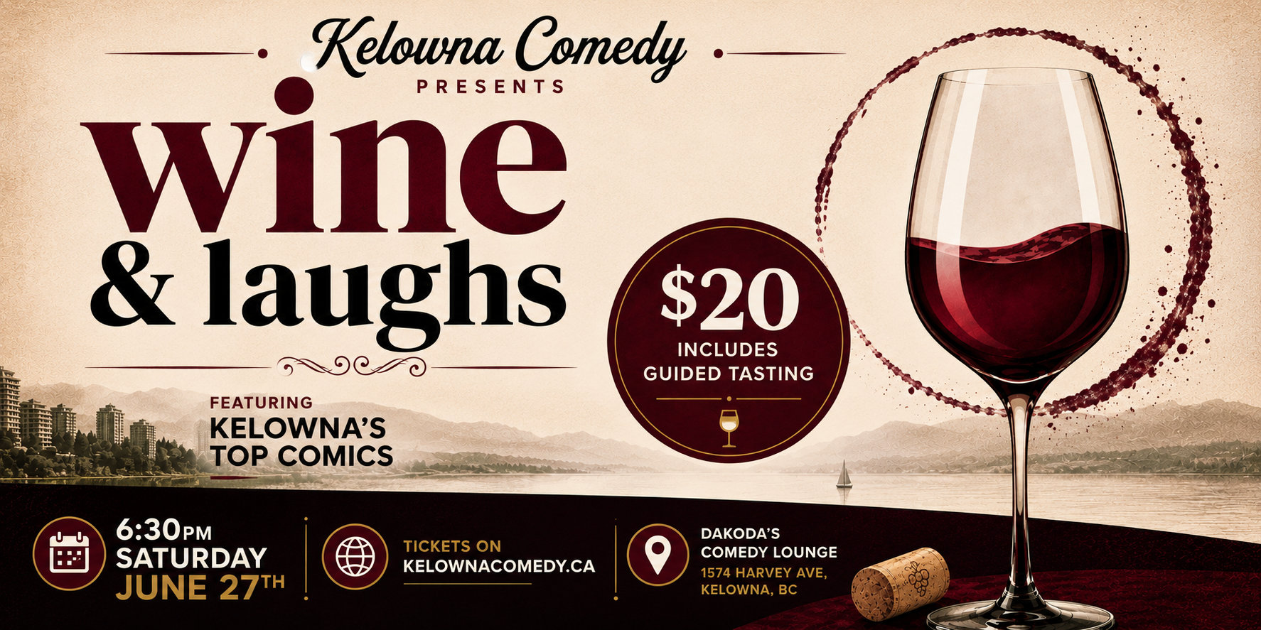 Wine&Laughs630pmSaturdayJune27thshowpass
