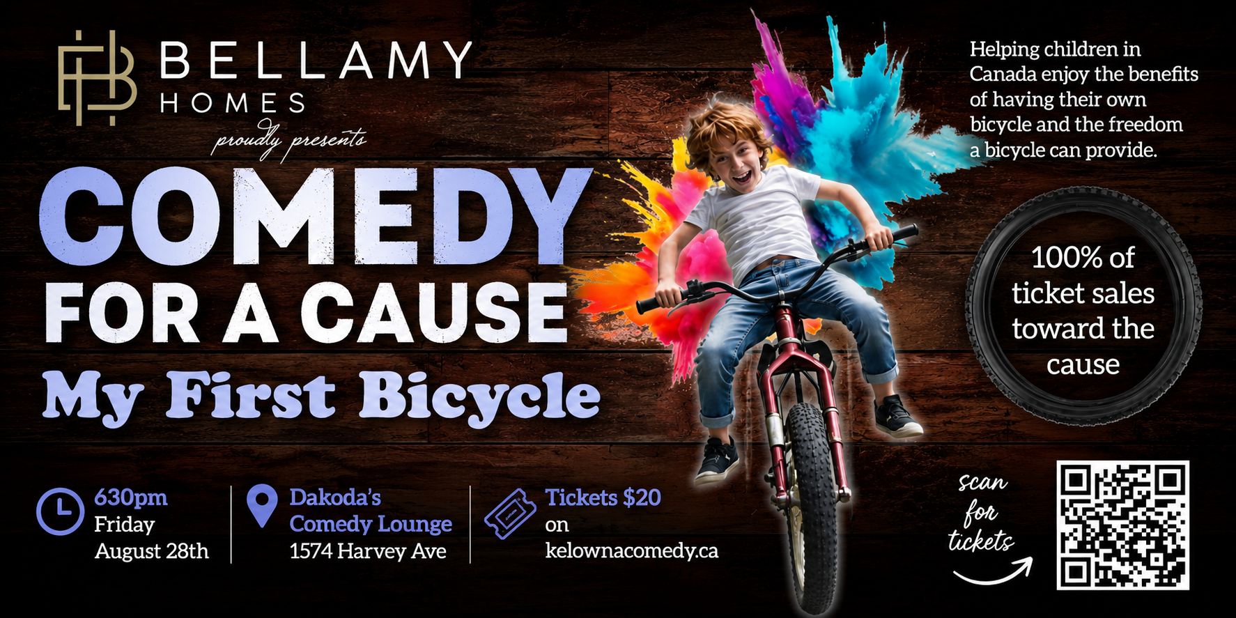 BellamyHomespresentsComedyforaCauseforMyFirstBicycle630pmFridayAugust28thshowpass