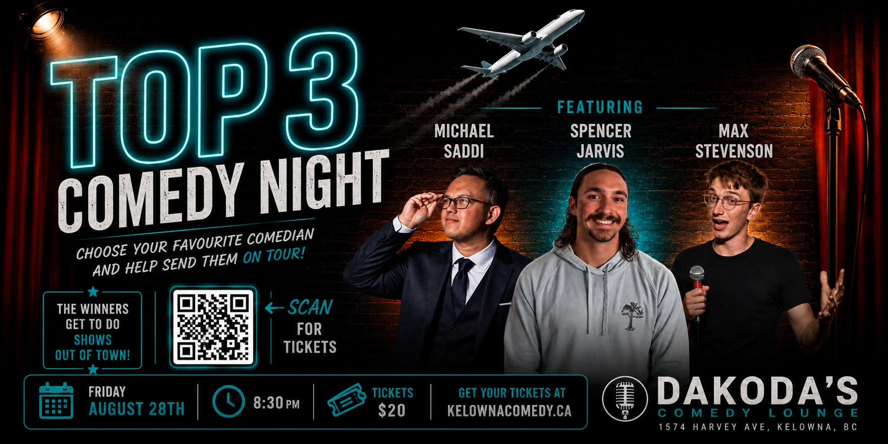 Top3ComedyNight830pmFridayAugust28thshowpass