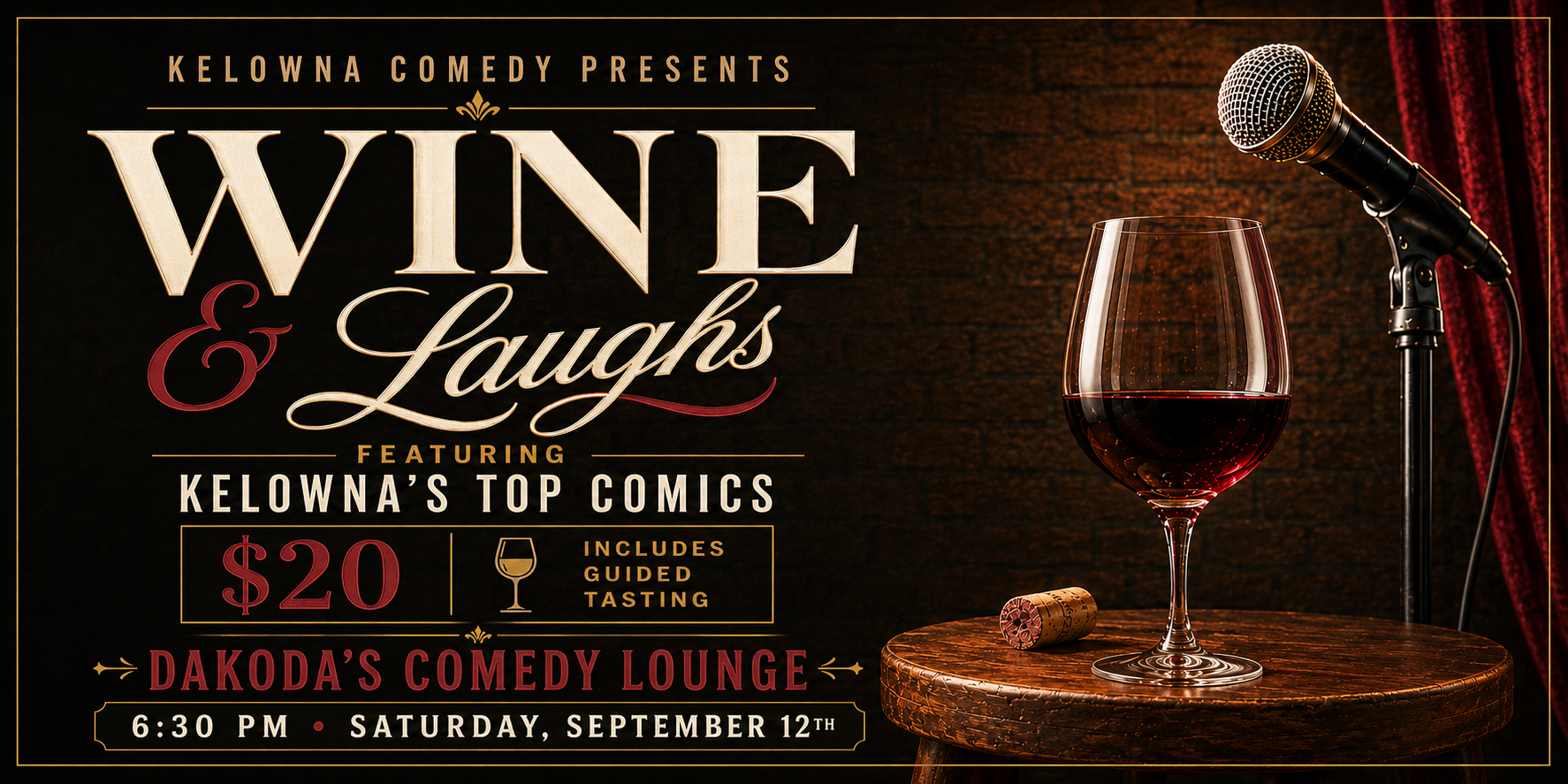 Wine&Laughs630pmSaturdaySeptember12thshowpass