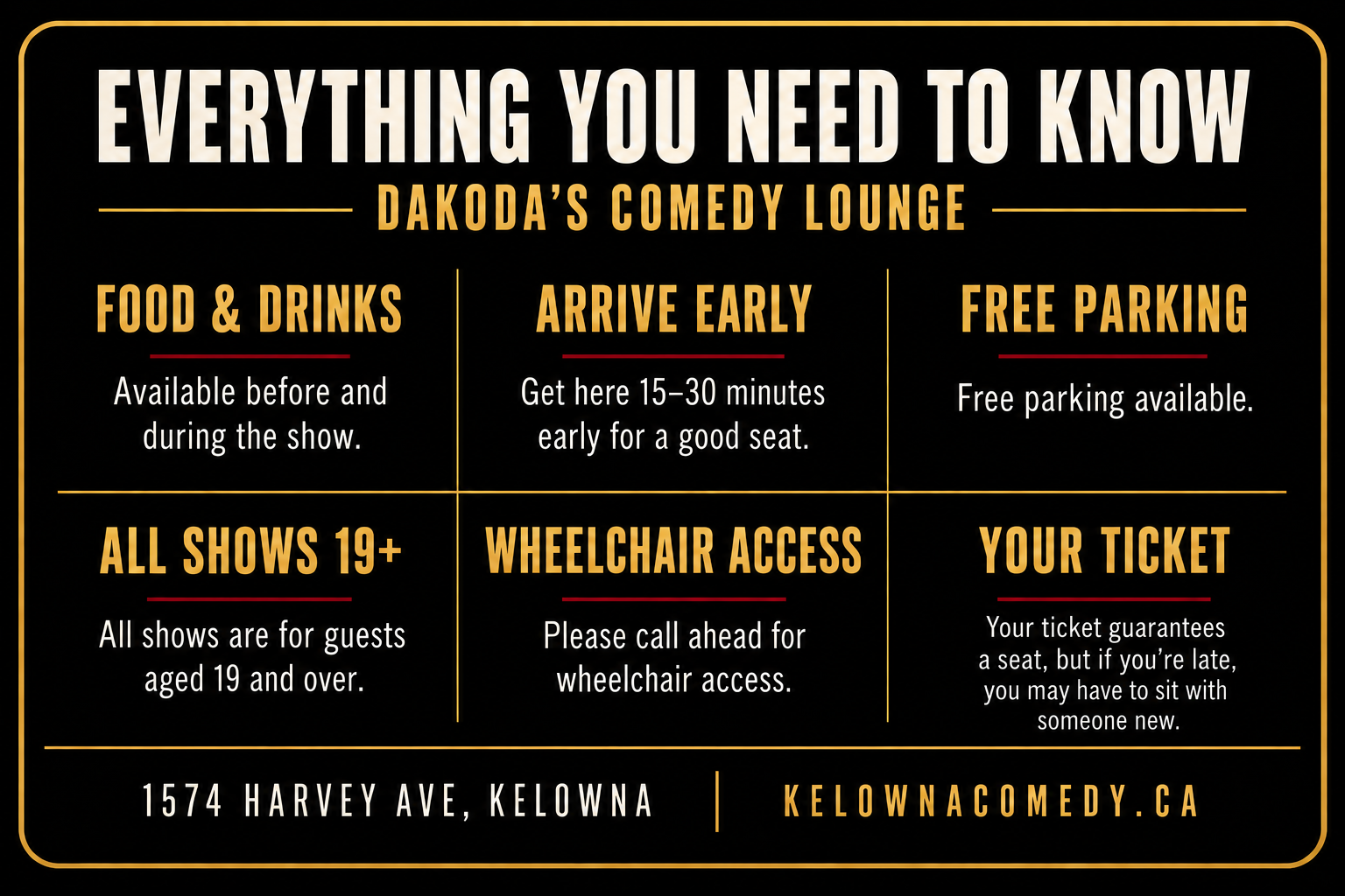 Black-and-gold ticket announcement